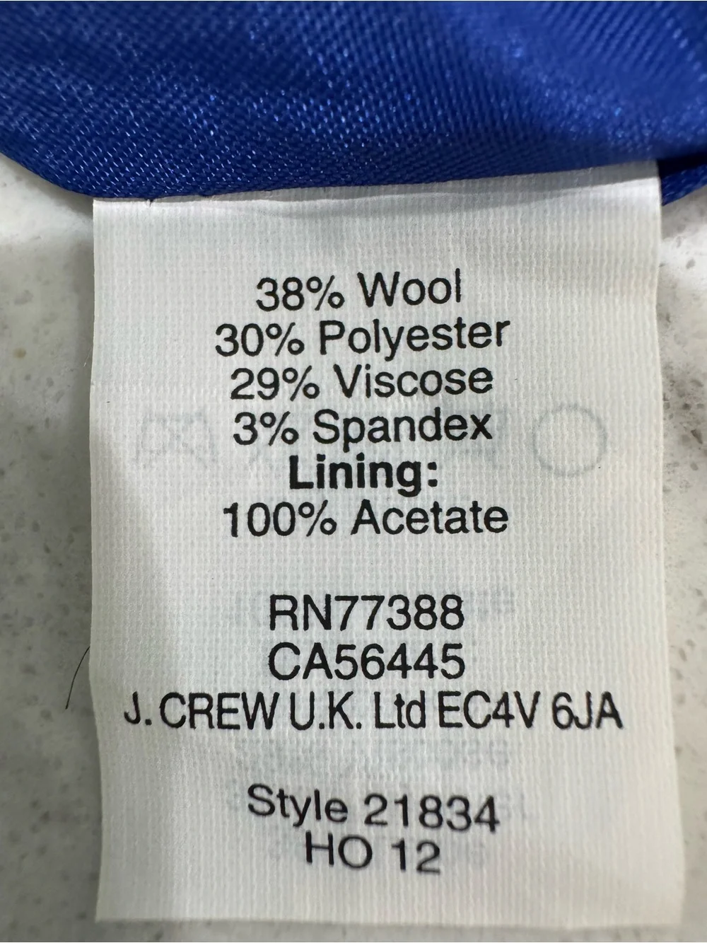 J Crew Royal Blue straight shift dress with 3/4 sleeves style 21834, NWT Size 4